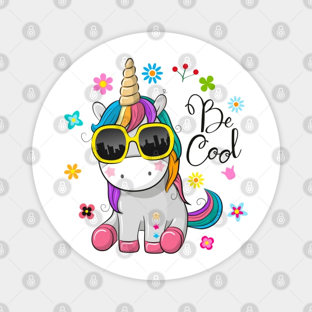 Cute unicorn with sunglasses. Very beautiful design for kids. Magnet by Reginast777